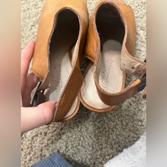 Madewell The Cary Stacked Heel Leather Slingback Sandal sz 7.5 - Picture 8 of 12